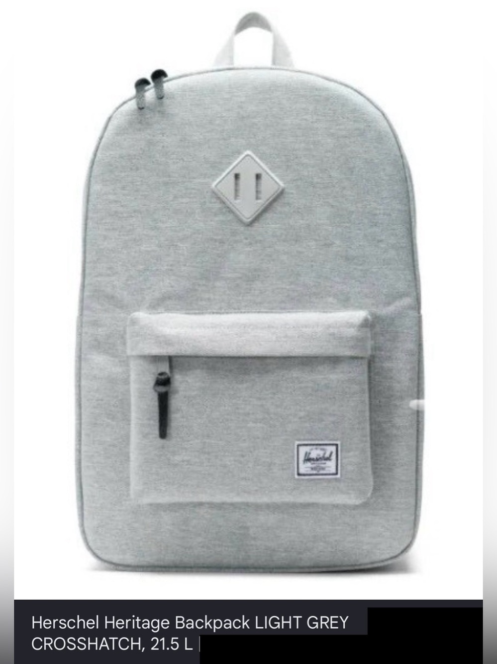 NWT🏷️ Herschel Supply Co. Heritage Backpack – Light Grey Crosshatch (21.5L)